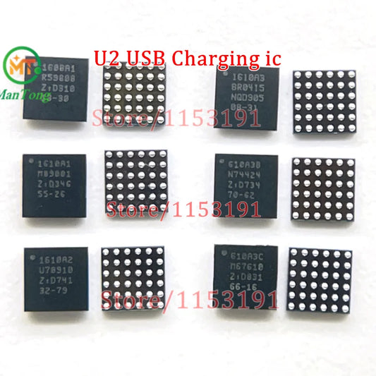 Circuito Integrado (IC) Carga USB Tristar U2 1610A1/A2/A3 / 610A3B / 1612A1 / 1614A1 / 1616A0 para iPhone 5S-14 Pro (10 Unidades)