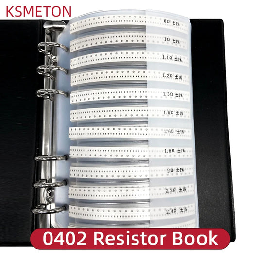 Libro Muestrario (Sample Book) Resistencias SMD - Varios Tamaños (0201 a 1206) y Valores (0Ω a 10MΩ)
