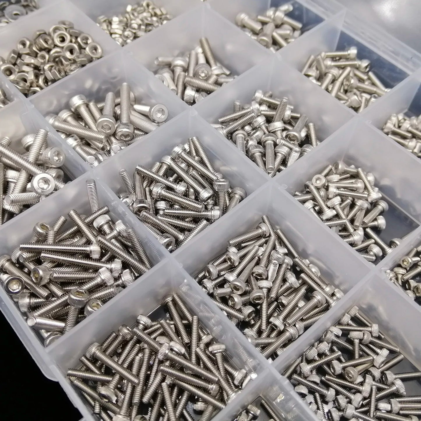 Kit Surtido Tornillos/Pernos/Tuercas Cabeza Hexagonal Acero Inoxidable 304 (M1.6/M2/M2.5/M3/M4/M5) (Total 400/650/1140/2100 Piezas)