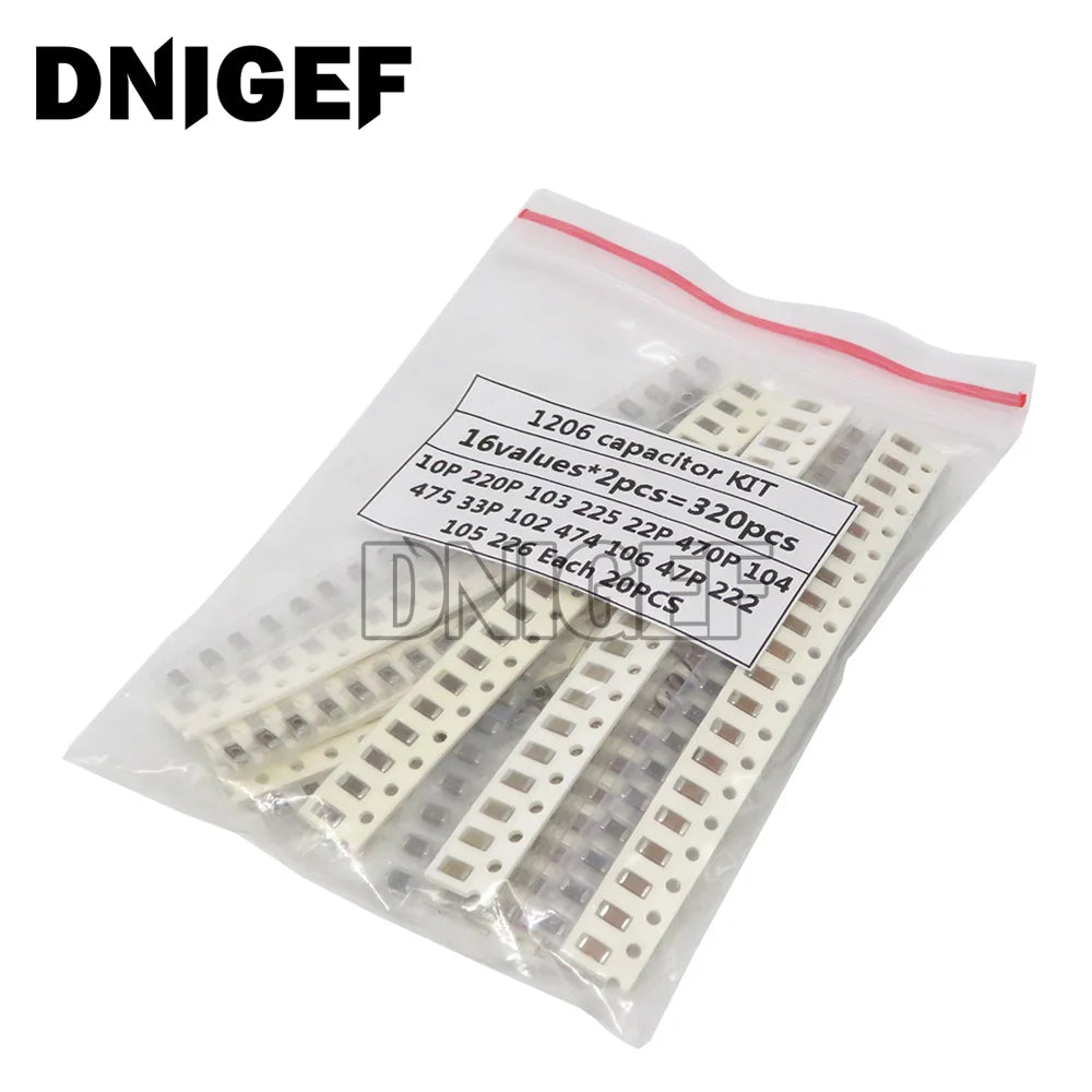 Kit Surtido Capacitor SMD (0603/0805/1206, 1pF-1uF, 16/36/50 Valores) - Pack 320 Piezas