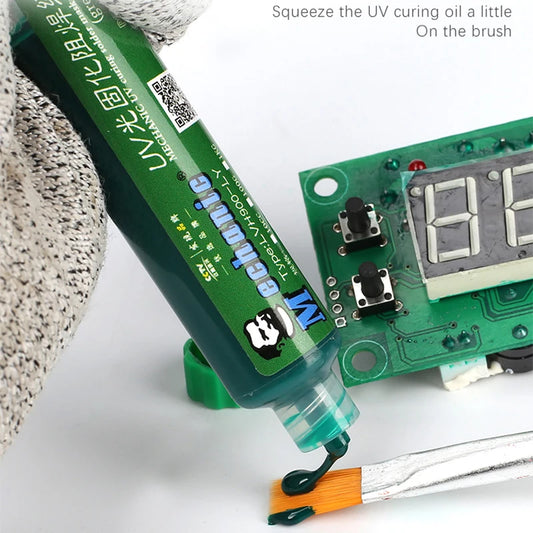 Tinta Máscara Soldadura UV Mechanic (Verde) para PCB BGA (Previene Corrosión/Arcos)