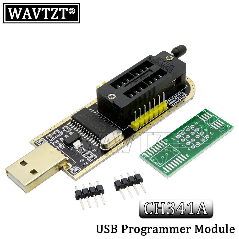 Kit Programador USB CH341A 24/25 Series EEPROM Flash BIOS + Clip Test SOIC8/SOP8 + Adaptador 1.8V + Adaptador SOIC8/SOP16