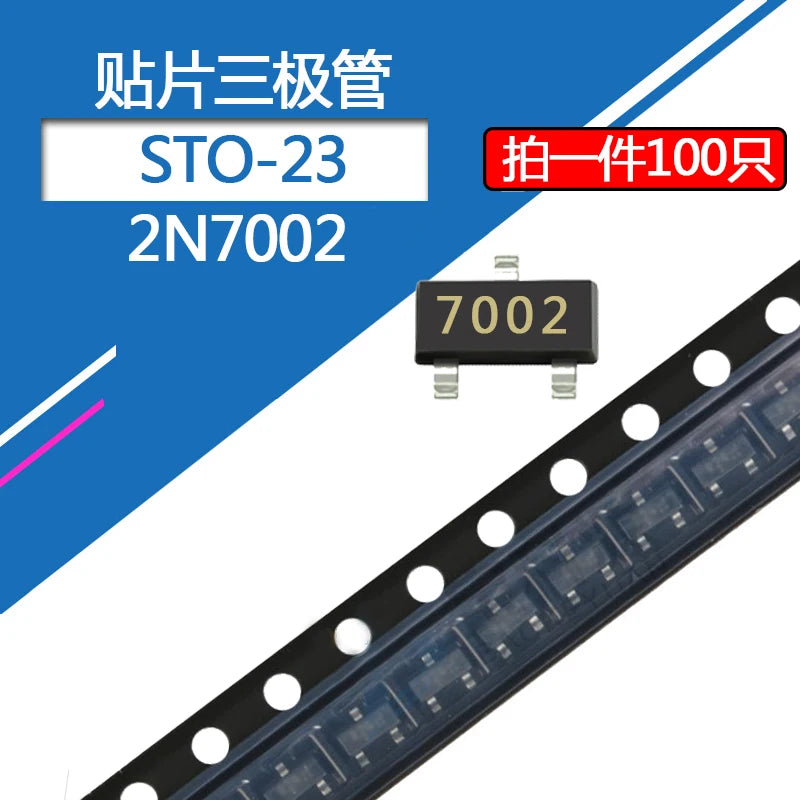 Transistor MOS N-Channel 2N7002 SOT-23 (Marcado 702) - Lote 100 Piezas