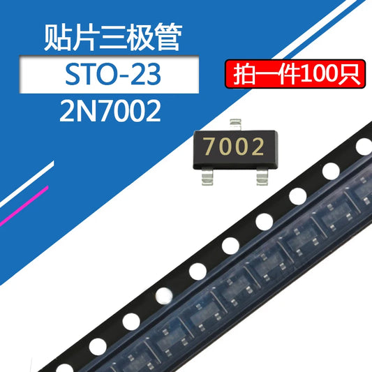 Transistor MOS N-Channel 2N7002 SOT-23 (Marcado 702) - Lote 100 Piezas
