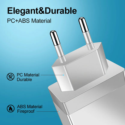 Cargador Pared USB 4 Puertos Carga Rápida QC 3.0 (3A) Adaptador Móvil Portátil Enchufe EU/US para iPhone 16 Pro