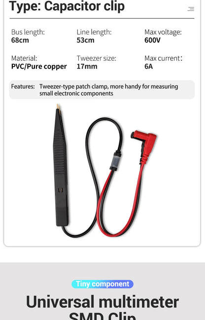 Pinza Detector Clip para Capacitores/Resistencias ANENG (Puntas Prueba LCR Universal) Accesorios Multímetro