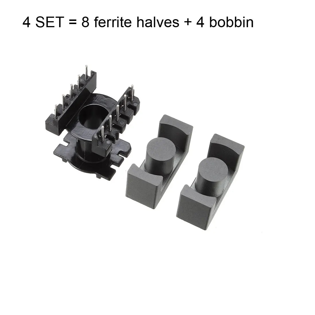 Set Núcleo Ferrita EC28/5 PC40 con Bobina Vertical 5 Pines (4 Juegos: 8 Mitades + 4 Bobinas)