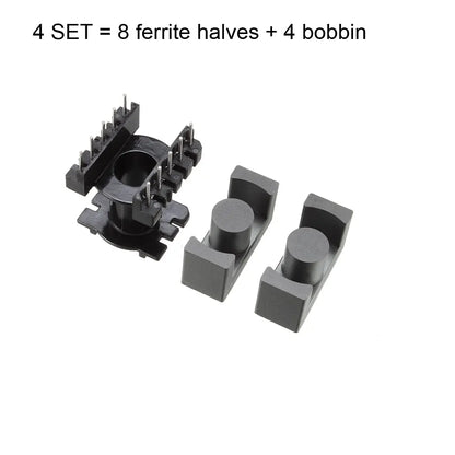 Set Núcleo Ferrita EC28/5 PC40 con Bobina Vertical 5 Pines (4 Juegos: 8 Mitades + 4 Bobinas)