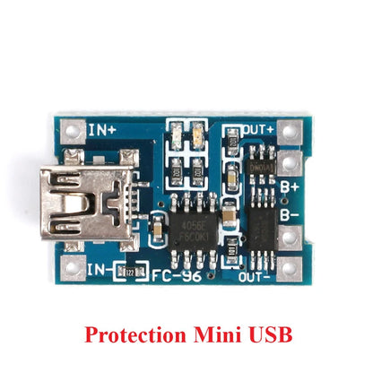 Módulo Carga Batería Litio 18650 5V 1A (USB/MicroUSB/Type-C) Controlador Solar con Protección TP4056