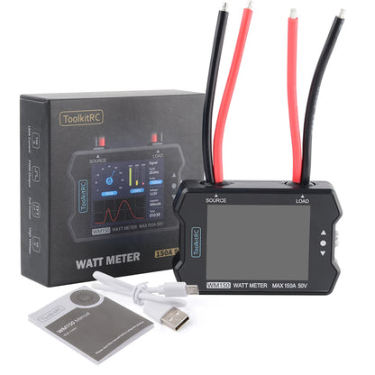 Medidor Potencia ToolkitRC WM150 (150A 50V) - Analizador Consumo RC/FPV/Drone con Display LCD y Salida PWM