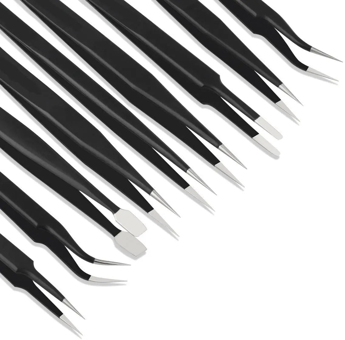 Set Pinzas ESD Antiestáticas Acero Inoxidable Binoax (Puntas No Magnéticas) para Electrónica/Soldadura/Artesanía (6/9/10 Piezas)
