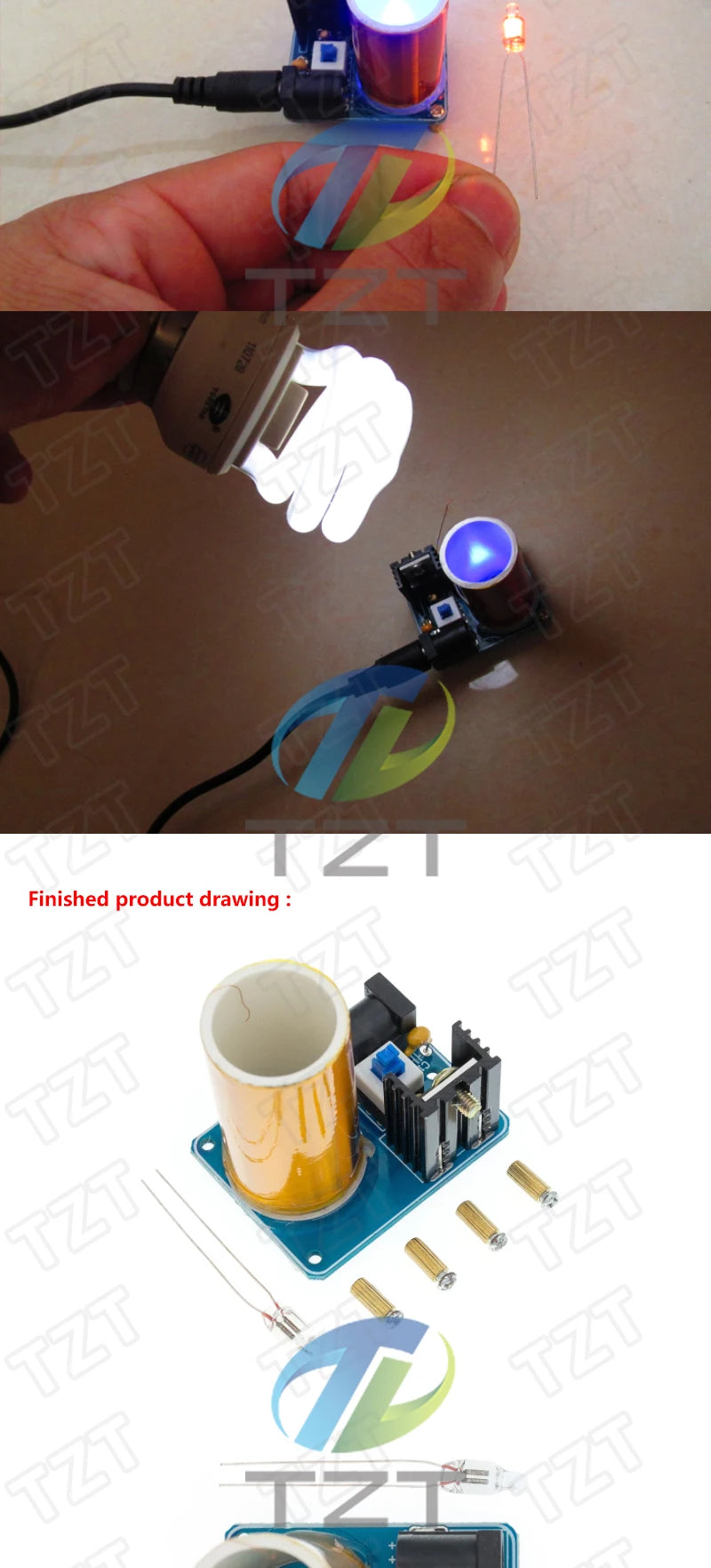 Kit DIY Mini Bobina Tesla BD243C - Módulo Electrónico TZT
