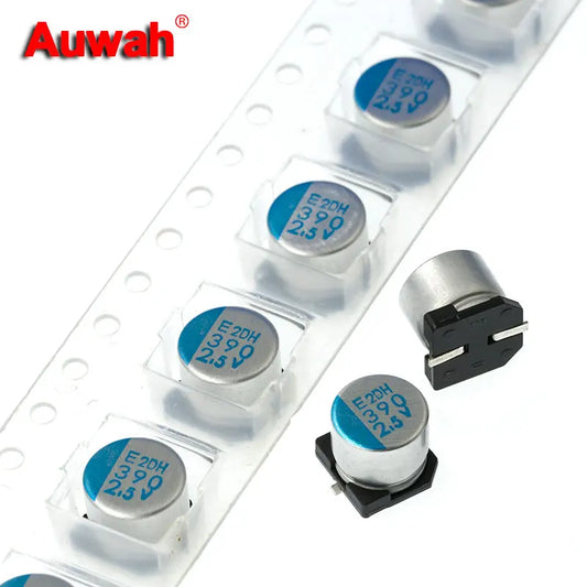 Capacitor Electrolítico Aluminio Polímero Sólido SMD (390uF/560uF, 2.5V, 6.3x6.1mm) Bajo ESR - Pack 20 Unidades