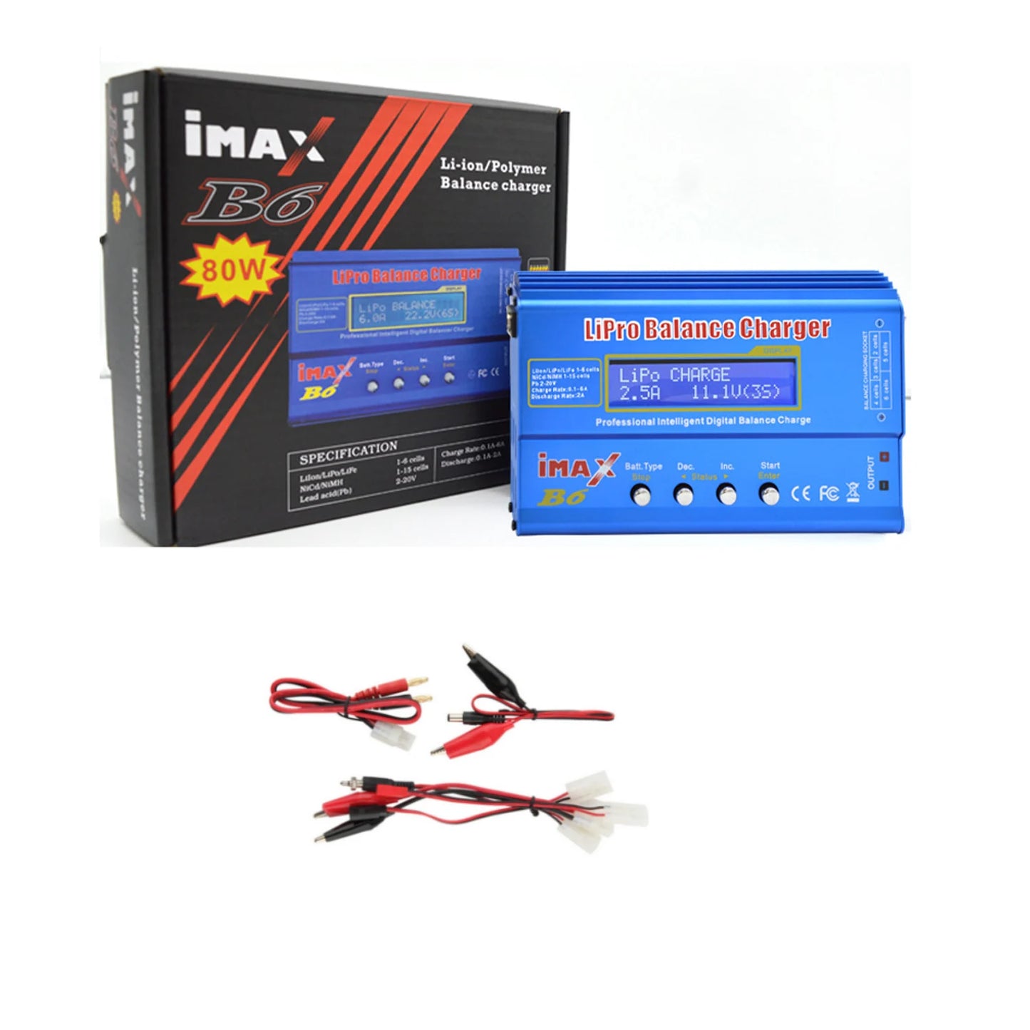 IMAX B6 Digtal LCD RC Battery Balance Charger Discharger with 15v 6A AC/DC Adaptor for RC Lipo Li-Ion Ni-MH Battery Charging