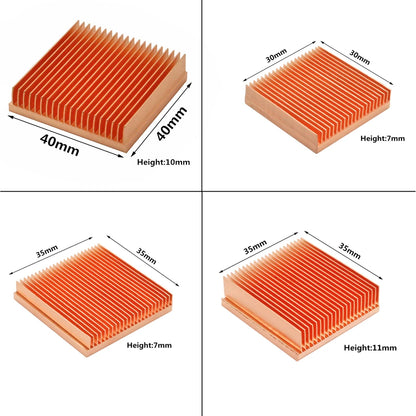 Pure Copper Heatsink DIY Heat Sink Radiator Cooling Cooler for Raspberry pi Electronic 3D printer CHIP IC MOS Heat dissipation