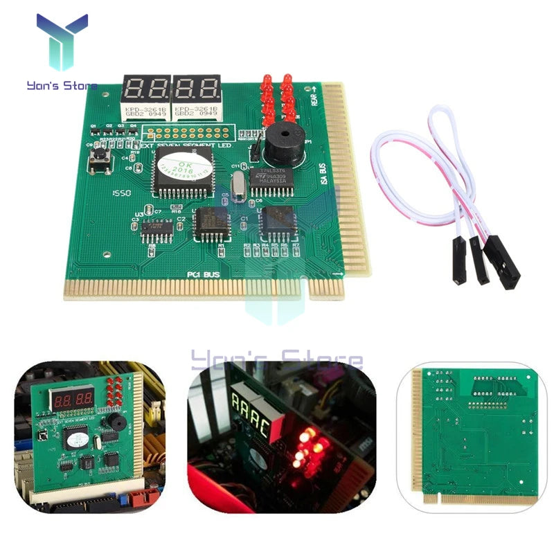 Analizador Diagnóstico PC (4 Dígitos LCD) - Tarjeta POST Tester Motherboard ISA/PCI con Indicador LED