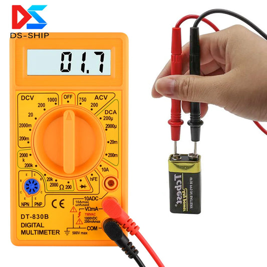 Multímetro Digital DT-830B AC/DC - Amperímetro, Ohmetro, Voltímetro (750V/1000V) + Puntas Prueba