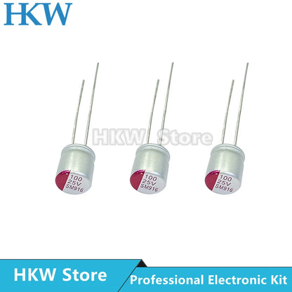 Capacitor Electrolítico Sólido DIP Bajo ESR (100uF-1000uF, 6.3V-50V) - Pack 10 Unidades (Valores Surtidos)