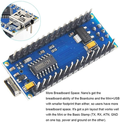 Placa Microcontrolador Mini Nano V3.0 (ATmega328P/168P, 16MHz, CH340) para Arduino