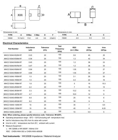 Inductor de Potencia SMD Chip 1040 - Varios Valores (2.2uH a 220uH) - Lote 5 Piezas