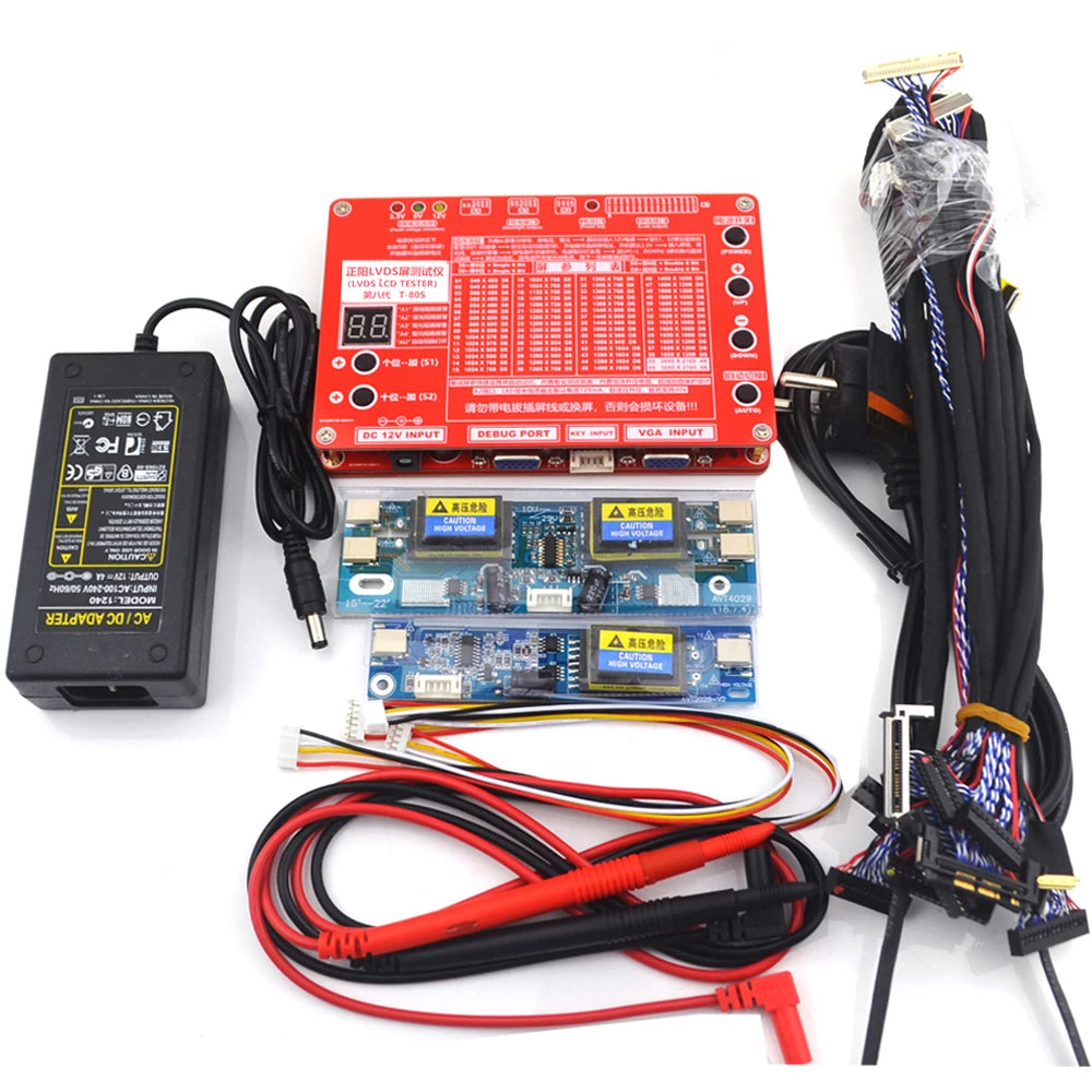 Tester Panel Universal (6ta Gen) T-80S para Pantallas LED/LCD (TV/Computadora/Laptop) - 80 Programas Integrados, Inversor