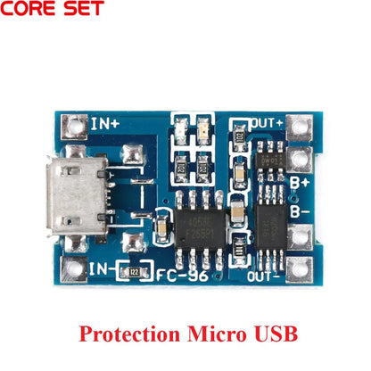 Módulo Carga Batería Litio 18650 5V 1A (USB/MicroUSB/Type-C) Controlador Solar con Protección TP4056