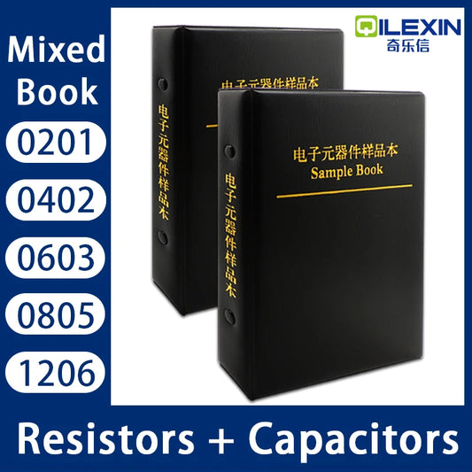 Libro Muestrario Mixto Resistencias (0R-10M, 1%, 170 Val) y Capacitores SMD (0201-1206) FR-07