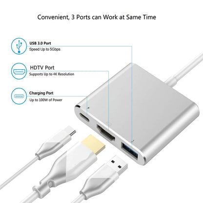 Hub USB-C Docking Station con HDMI 4K, VGA, USB 3.0 para MacBook/iPad/Samsung Dex