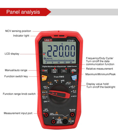 Multímetro Digital Profesional UNI-T UT61E/UT61D/UT61B - Test Capacitancia DC/AC 1000V (60mF/220mF), True RMS, Auto Rango