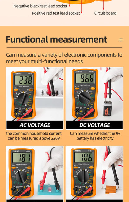 Multímetro Digital Automático Profesional ANENG DM850 (1999 Cuentas) Tester Voltaje AC/DC/Ohm/Corriente Amperímetro Detector