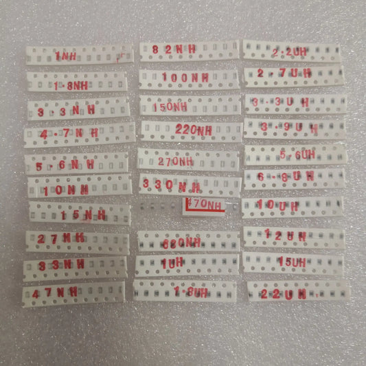 Kit Surtido Inductores SMD 0805 - 30 Valores (1nH a 22uH) x 10 Unidades (Total 300 Piezas)