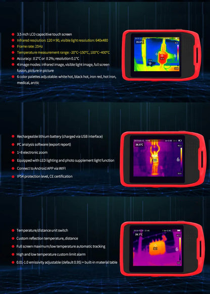 Termógrafo Portátil UNI-T UTi120T (10800 Píxeles) para Reparación - Cámara Infrarroja Imagen Térmica Temperatura