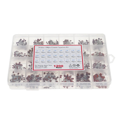 Kit Surtido Capacitor Cerámico (2pF-0.1uF, 50V, 24 Valores) Pack Electrónico