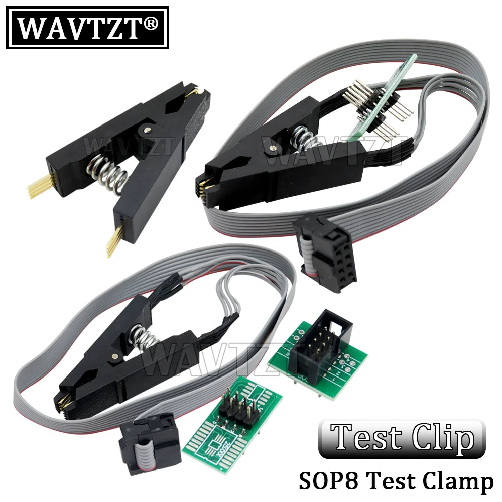 Kit Programador USB CH341A 24/25 Series EEPROM Flash BIOS + Clip Test SOIC8/SOP8 + Adaptador 1.8V + Adaptador SOIC8/SOP16