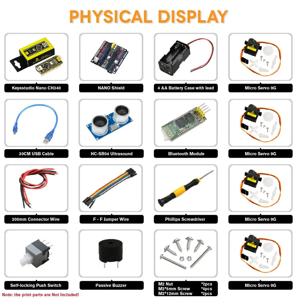 Kit Inicio Proyecto DIY Keyestudio para Robot OTTO Arduino (Sin Piezas Impresas 3D)