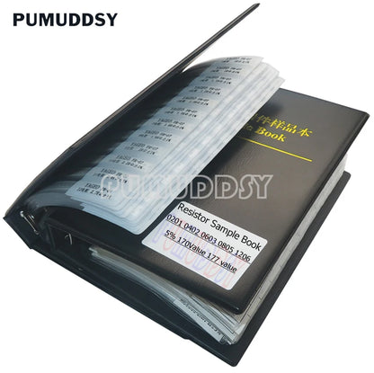 Libro Muestrario Resistencias SMD (0201-1206, 5%, Varios Formatos: 4250/8500/8850 Piezas) - Kit Surtido 1R-10M