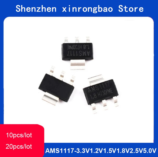 Lote 10/20 Pcs Regulador Voltaje AMS1117 SOT-223 (1.2V, 1.5V, 1.8V, 2.5V, 3.3V, 5V, ADJ) LM1117