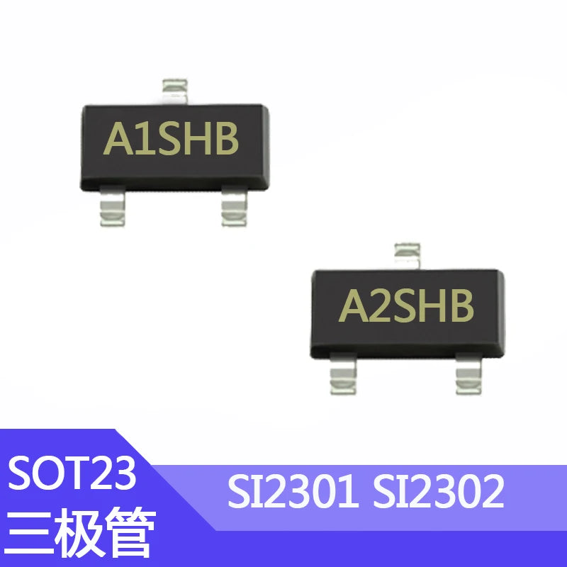 Transistor MOSFET P-Channel SI2301 (A1SHB) / N-Channel SI2302 (A2SHB) SOT-23 - Lote 100 Piezas