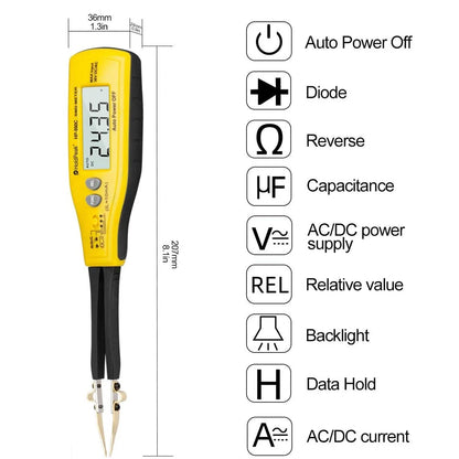 Medidor Capacitancia Digital BT-990C - Tester SMD Diodo/Resistencia (Tipo Pinza) + Puntas Repuesto