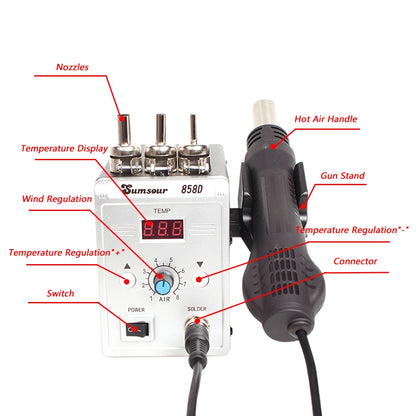 Hot Air Gun 858D 700W BGA Rework Solder Station 220V / 110V For SMD SMT Heat Soldering Station Welding Repair Tools