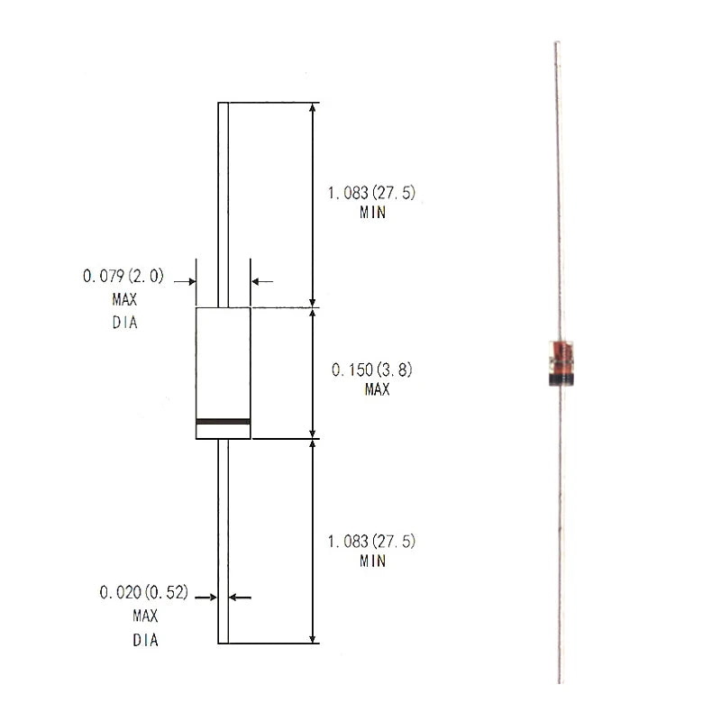 Diodo Zener 1N474xA (1W, 15V/16V, DO-41) - Pack 50 Unidades