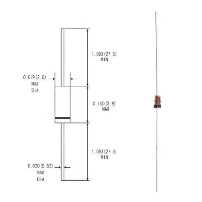 Diodo Zener 1N474xA (1W, 15V/16V, DO-41) - Pack 50 Unidades