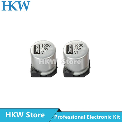 Capacitor Electrolítico Aluminio SMD (1uF-1000uF, 6.3V-63V) - Pack 10 Unidades (Valores Surtidos Originales)