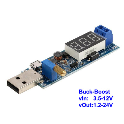 Módulo Convertidor Buck-Boost USB 5V a 1.2-24V DC-DC Regulador Voltaje Ajustable