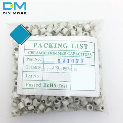 Capacitor Cerámico Variable Trimmer 6mm (3pF-120pF) Ajustable - Pack 10 Unidades (Valores Surtidos)
