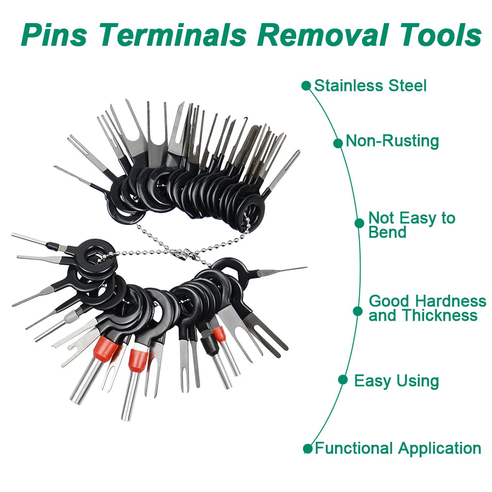 Kit Herramienta Extracción Terminales Enchufe Automotriz (Extractor Pines Conector Cable Eléctrico) para Reparación Autos