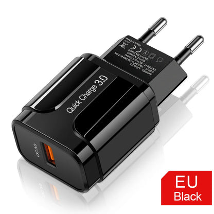 Cargador USB QC 3.0/4.0 (5V 3A) Carga Rápida Universal para Teléfonos Móviles/Tablets iPhone/Xiaomi/Samsung S20