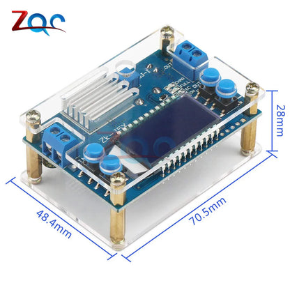 Módulo Fuente Alimentación Buck Ajustable DC 6.5-36V a 1.2-32V 5A CC/CV con Display LCD Digital y Carcasa