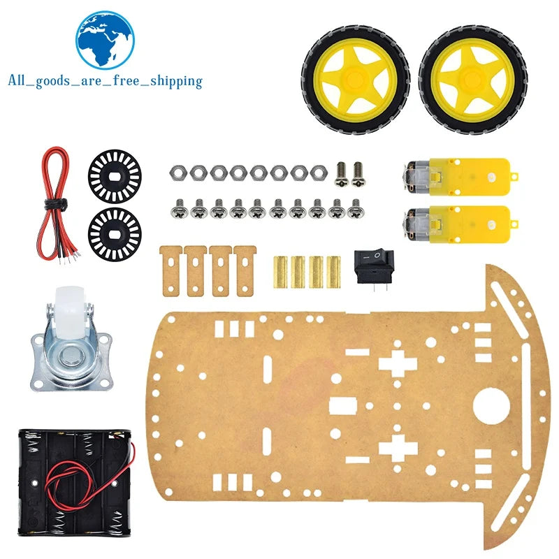 Kit Chasis Auto Robot Inteligente TZT 2WD con Encoder Velocidad y Caja Batería para Arduino