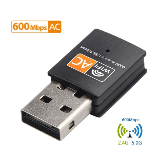 Adaptador USB WiFi 600Mbps Doble Banda (2.4G/5G) 802.11ac Mini Tarjeta Red Inalámbrica Receptor